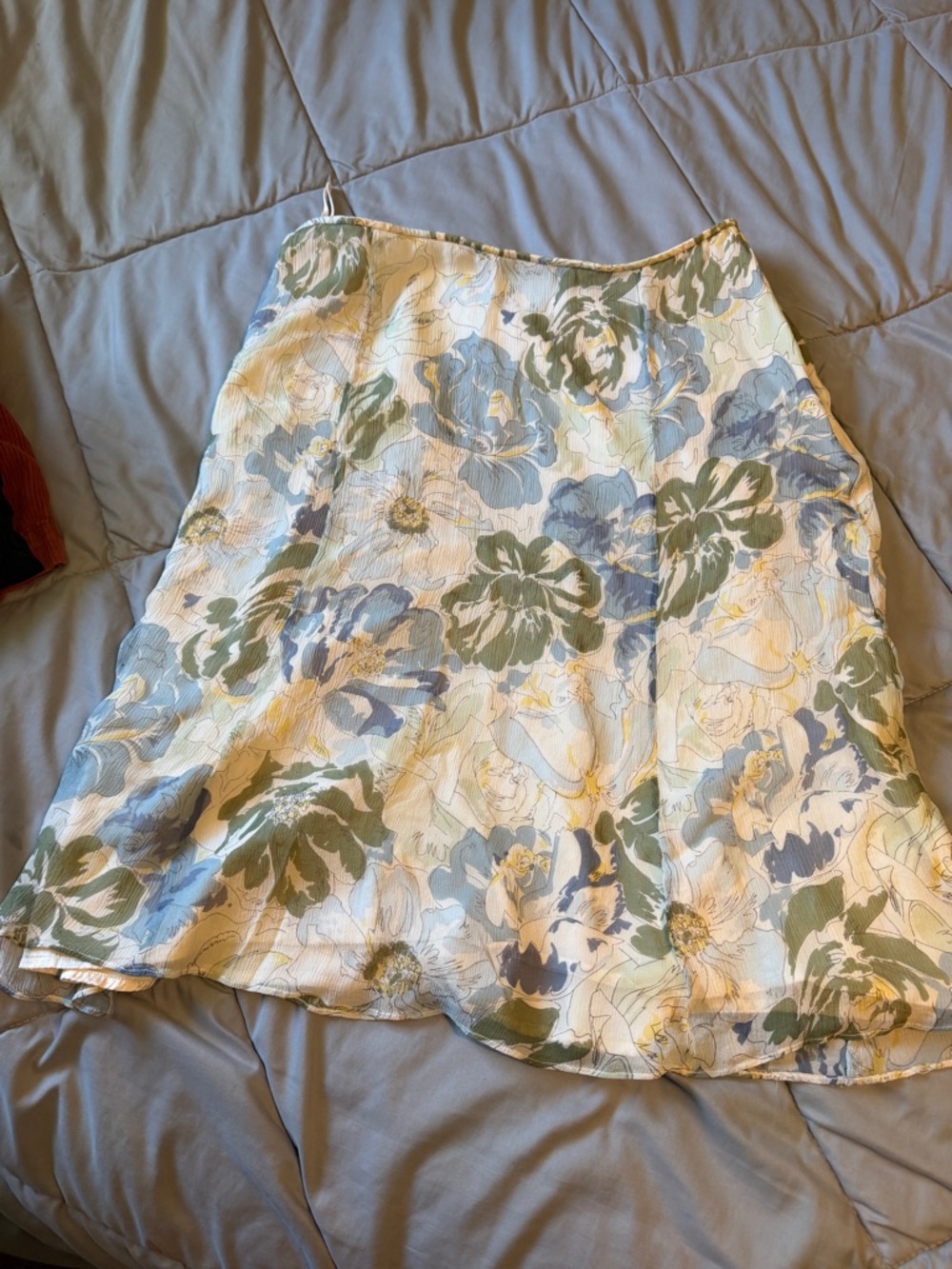 Talbots Floral A-Line Skirt in Blue, Green & Cream